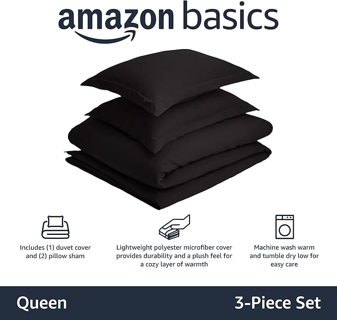 Amazon Basics Lightweight Microfiber 3-Piece Duvet Cover Set - Image 2