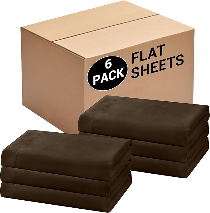 Bulk Twin Flat Sheets Only, 6 Pack Quick Sort Top Bed Sheet, Color-Coded Label by Culve