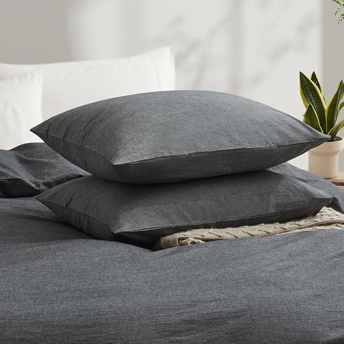 LOVQUE 100% Washed Cotton Duvet Cover Queen Size, 90x90 Inches - Image 3