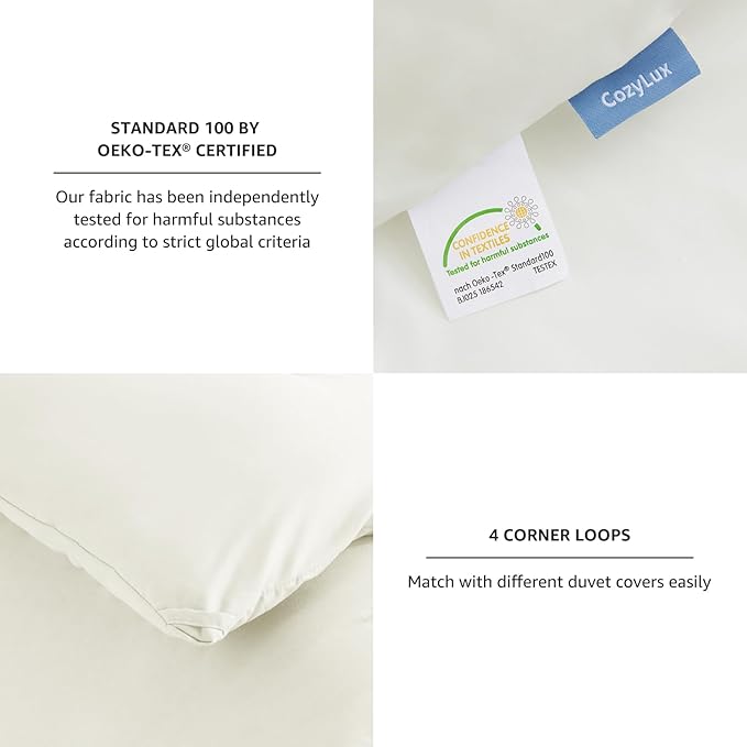 CozyLux Full Size Comforter Set Ivory, 3 Pieces Solid Breathable Quilted - Image 4