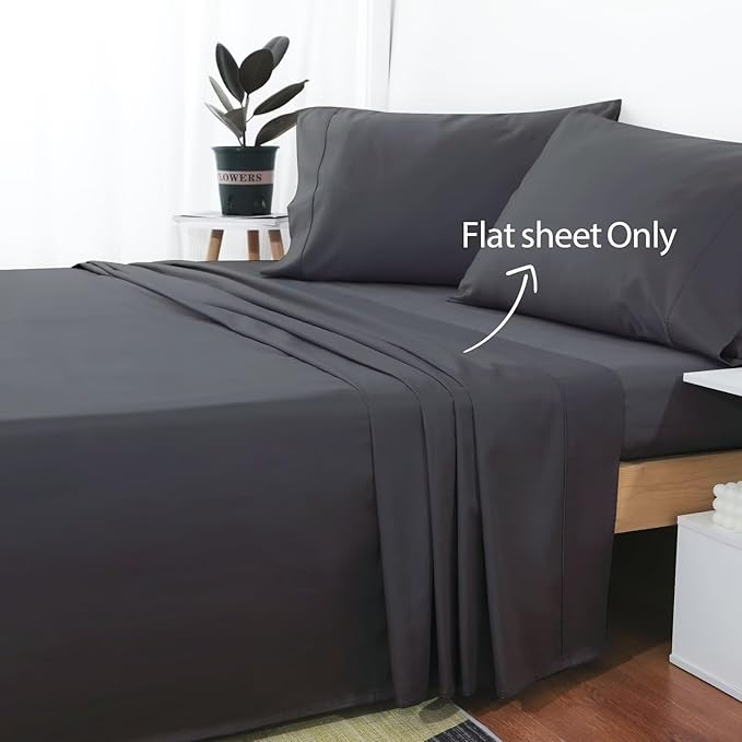 2-Pack Cotton Queen Flat Sheet Only, 600 Thread Count 100% Egyptian Cotton Top - Image 2