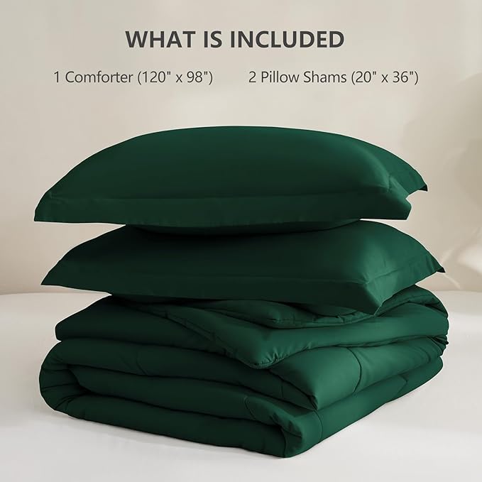CozyLux Oversized King Comforter Set, 3 Pieces Emerald Green 120x98 Box - Image 6