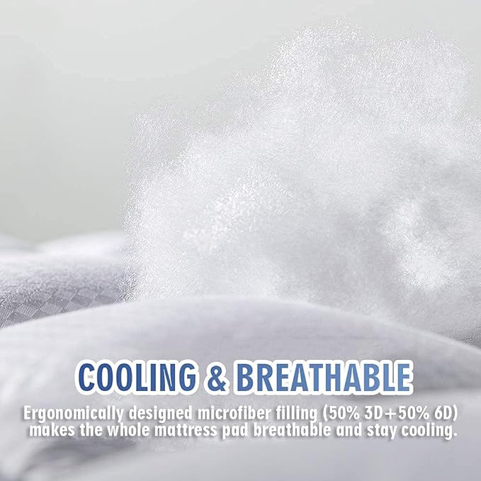 MATBEBY Bedding Quilted Fitted Full Mattress Pad Cooling Breathable Fluffy Soft - Image 3