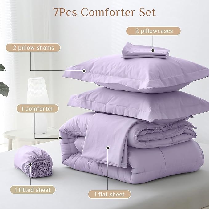JOLLYVOGUE King Comforter Set, Ultra-Soft Bed in a Bag King Size 7 Pieces - Image 5
