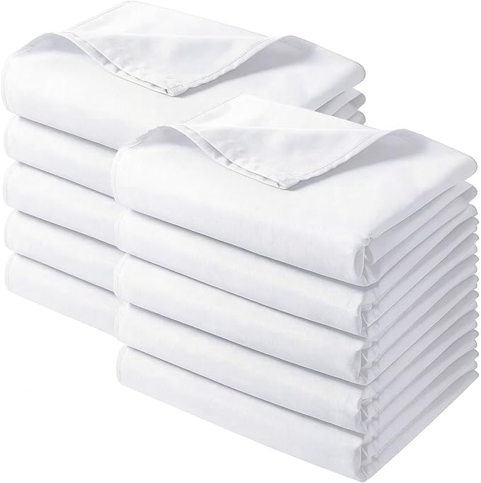 Preboun 15 Pcs White Flat Sheets Bulk Twin Size Soft Microfiber Top Flat by Preboun
