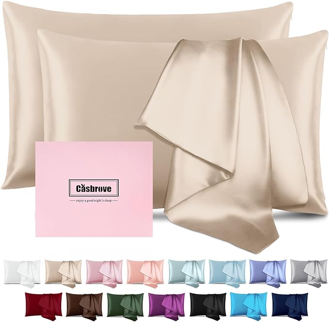 Silk Pillow Cases 2 Pack Mulberry Silk Pillowcases Soft Breathable Both Sided by Casbrove