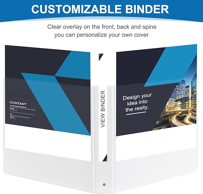 1.5 Inch 3 Ring Binder, 1-1/2“ Binder with 2 Interior Pockets, Durable White View Binders, Clear View Cover, Holds up to 325 Sheets US Letter Size, Perfect for Office/Home/School.（6 Pack）-DeskoryOffice