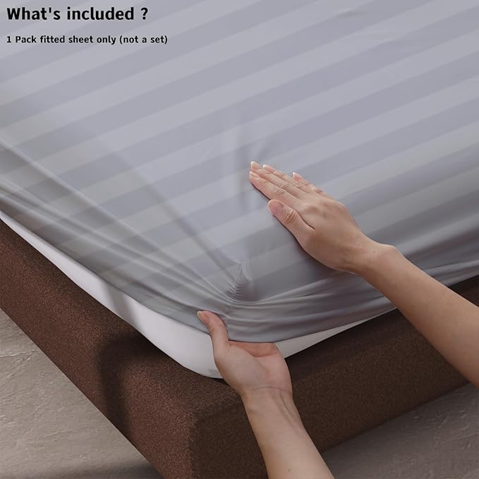 100% Egyptian Cotton Fitted Sheet Full Size, 600 Thread Count, Single Fitted - Image 4
