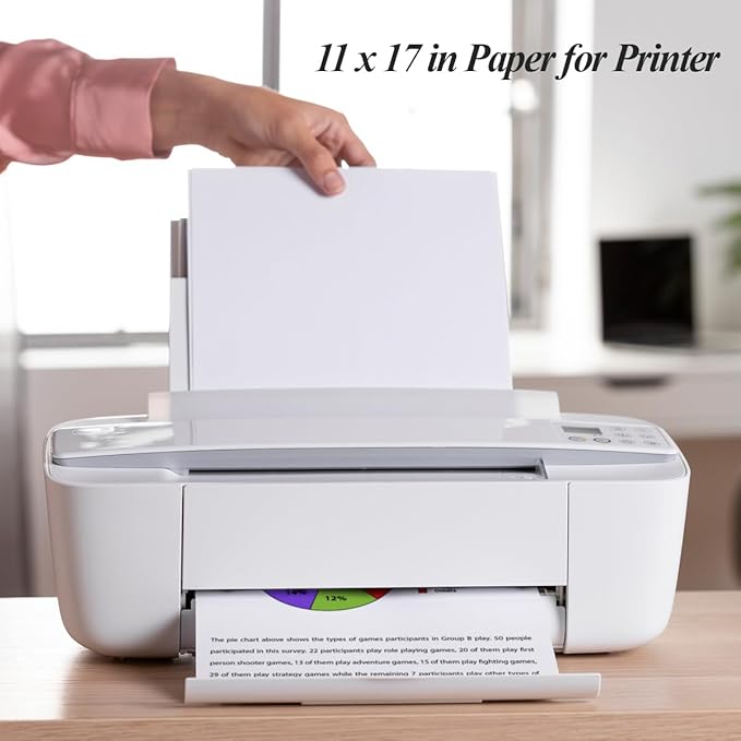 (5-Pack) 11" x 17" Blank Print Paper, 225Sheets/450Pages Blank Loose-Leaf Paper, DIY Template Printing in Office, 100gsm Blank Paper-DeskoryOffice