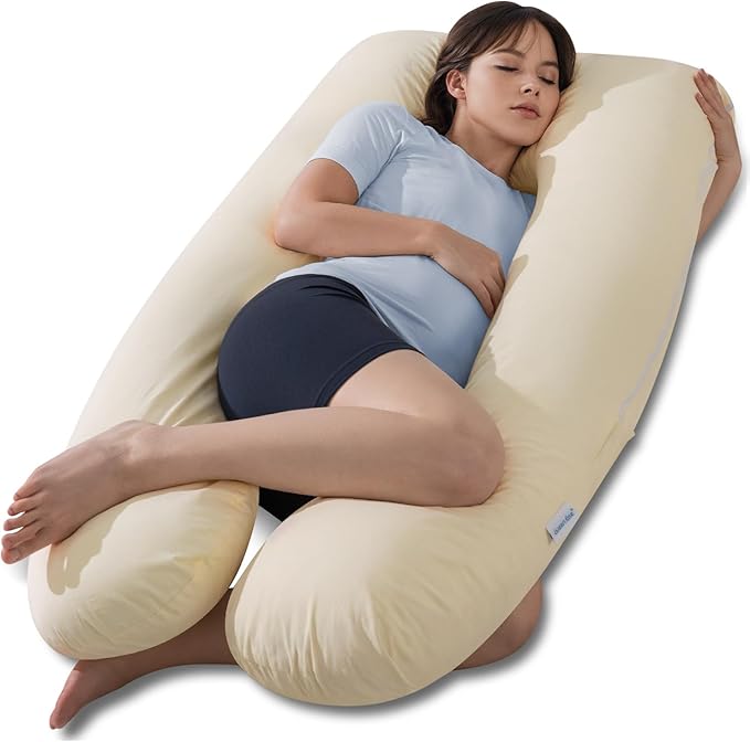 QUEEN ROSE Pregnancy Pillows, Soft Cotton U Shaped Body Pillow by QUEENROSE