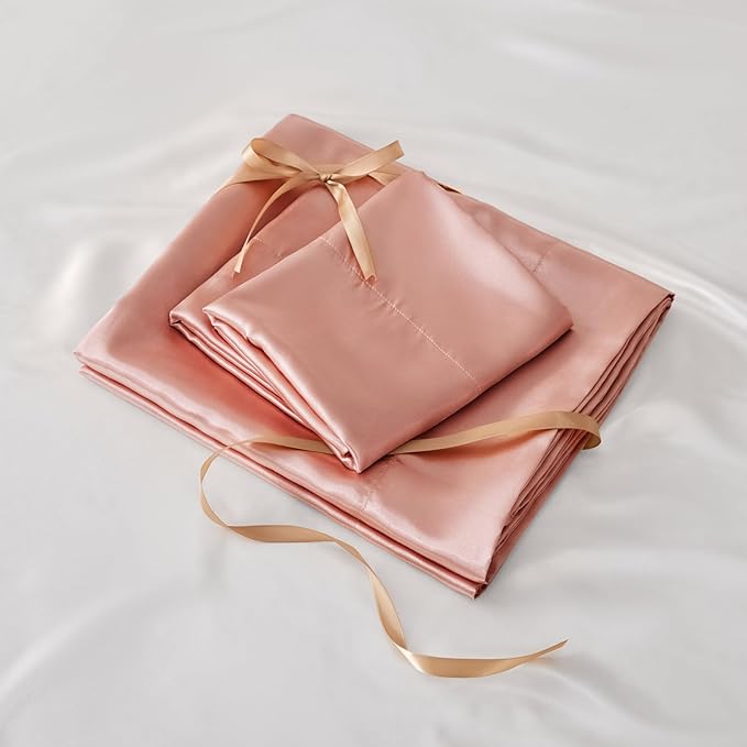 BEDELITE Satin Fitted Sheet and Pillowcases Set, Soft Similar to Silk Bottom - Image 6