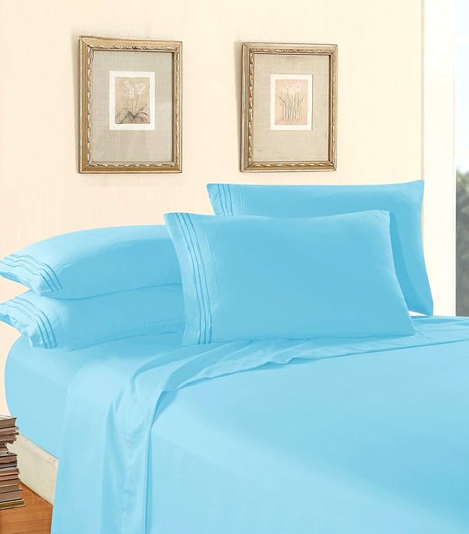 Elegant Comfort Luxury Soft 1500 Premier Hotel Quality 4-Piece Sheet Wrinkle - Image 3