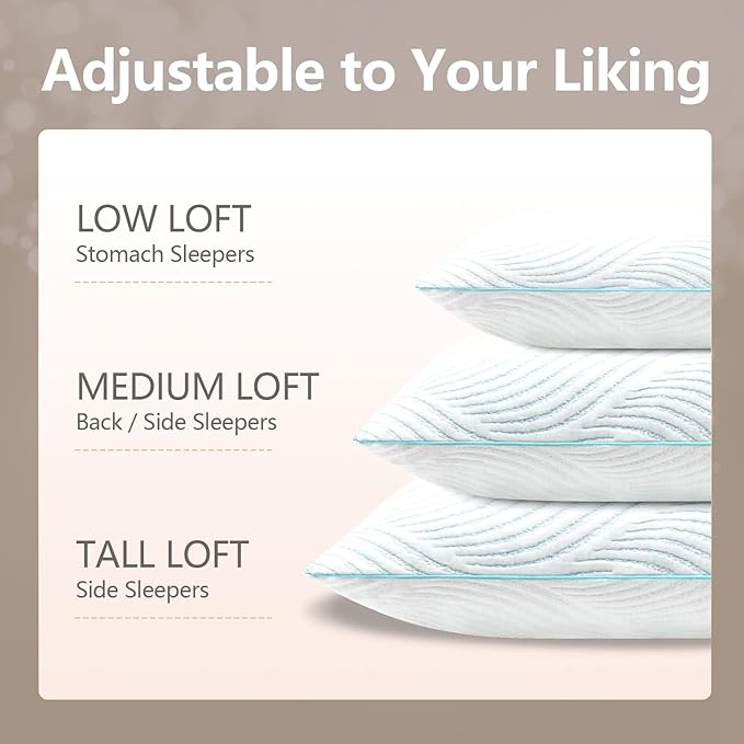 Pillows Standard Size Set of 2 Cooling Memory Foam Pillows - Image 5