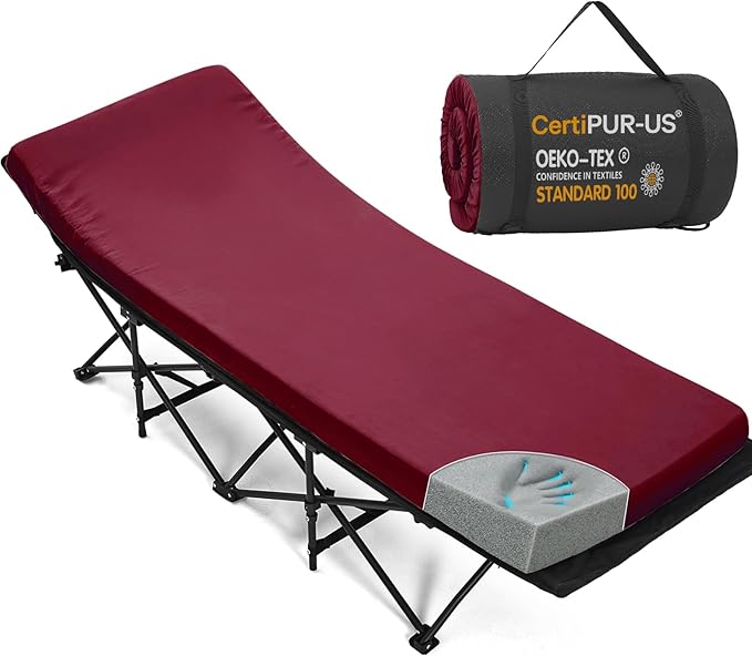 CYMULA Camping Cot Mattress 2in Memory Foam Sleeping Pad, Soft Warm Non-Slip by CYMULA