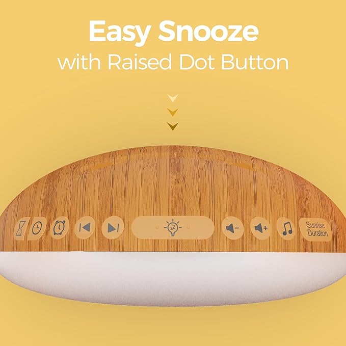 REACHER Wood Grain Sunrise Alarm Clock and Sound Machine Nightlight, Digital - Image 7