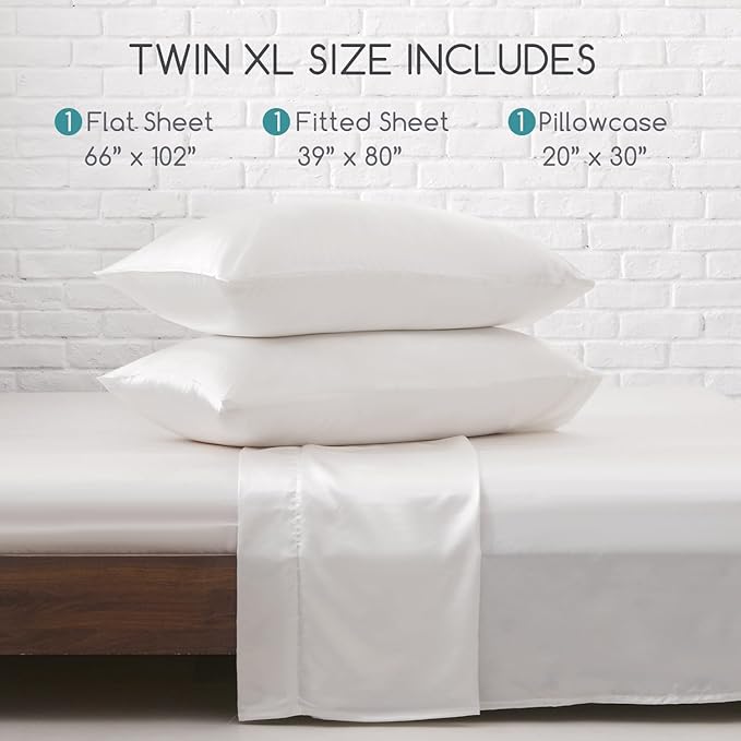 MR&HM Satin Bed Sheets, Twin XL Size Sheets Set - Image 7