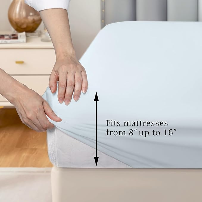 FreshCulture Pure Cotton Fitted Sheets King Size, 300 Thread Count Percale - Image 3