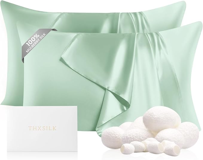 THXSILK Set of 2 100% Mulberry Silk Pillowcase by THXSILK