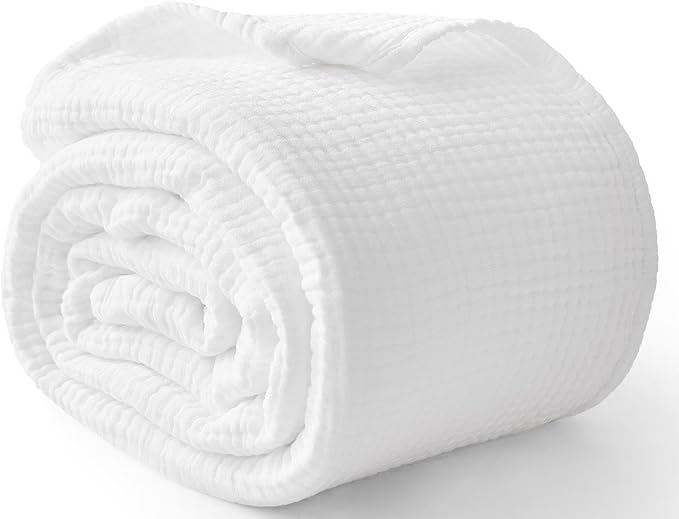 100% Cotton Muslin Blanket California King 120" x 90", 6 Layers Breathable and by Kozyhvn