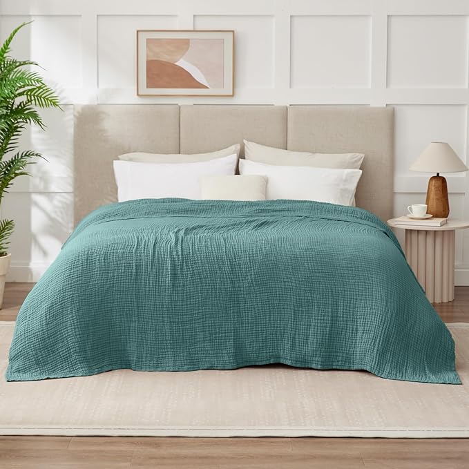 100% Cotton Muslin Blanket King 108" x 90", 6 Layers Breathable and Lightweight - Image 8