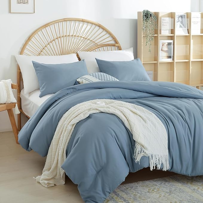 weigelia Dusty Blue Comforter Queen Size 3PCS Bed Comforter - Image 3