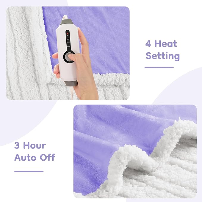 LaffyLo Heated Throw Blanket 50 x 60, Fast Heating Electric Blanket, Dual-Sided - Image 2