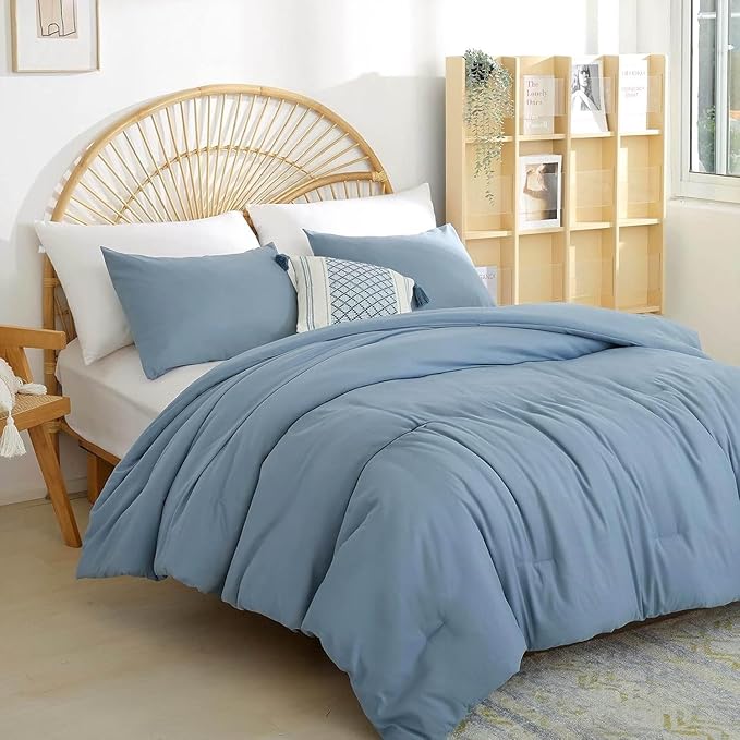weigelia Dusty Blue Comforter Queen Size 3PCS Bed Comforter - Image 2