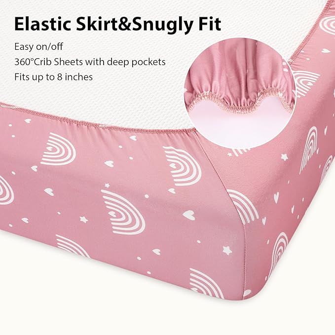 Baby Crib Sheets Girl, 3 Pack Toddler Bed Sheets Fitted - Image 5
