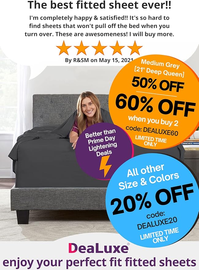 King Deep Pocket Fitted Bed Sheets - Image 2
