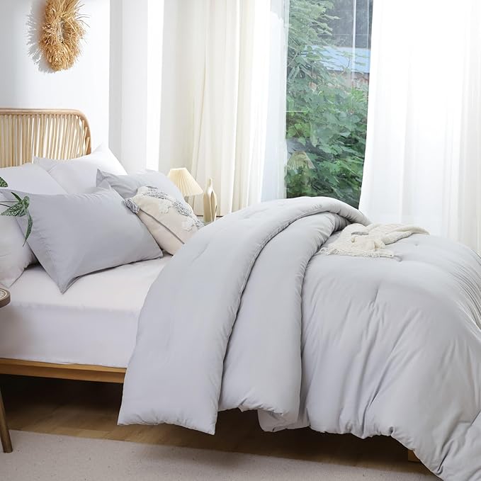 ROSGONIA Light Grey Twin/Twin XL Comforter Set - Image 6