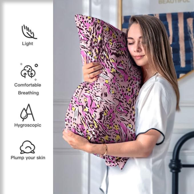 Mulberry Silk Pillowcase for Hair and Skin King Size Leopard Print Silk Pillow - Image 5