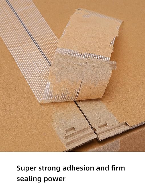 10 Pack 3/4 in×27YDS, Filament Strapping Tape, 270yds Total, Clear Fiberglass Reinforced Packing, Heavy Duty Wearproof Tape, Extra Thickness 5.5 mil-DeskoryOffice