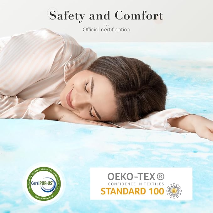 DUMOS Memory Foam Mattress Topper Queen, 2 Inch Thick Gel Infused Bed Toppers - Image 6
