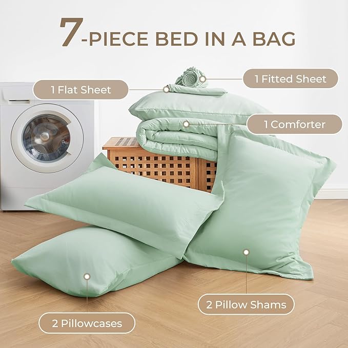 Sasttie King Size Comforter Set, 7 Pieces Bed in a Bag King, Complete Bedding - Image 6