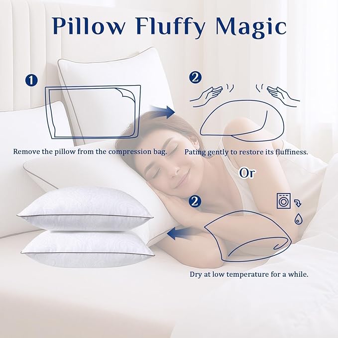 JOLLYVOGUE Standard Pillows Set of 2, Cooling and Supportive Pillows Full Size - Image 9