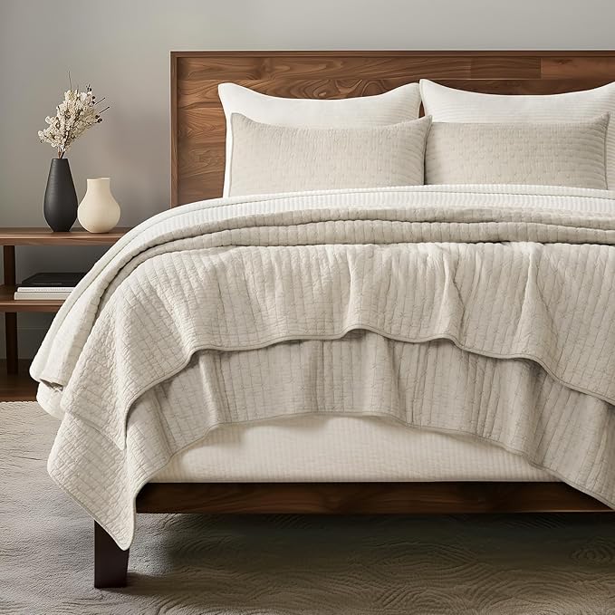 EVERGRACE Cross Stitch Pre-Washed Cotton Quilt Bedding Set Queen Size, - Image 8