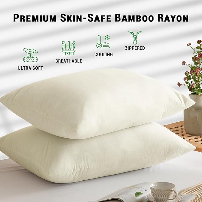 Gogreen Bamboo Rayon Waterproof Pillow Protector, Breathable Pillow Cover - Image 2