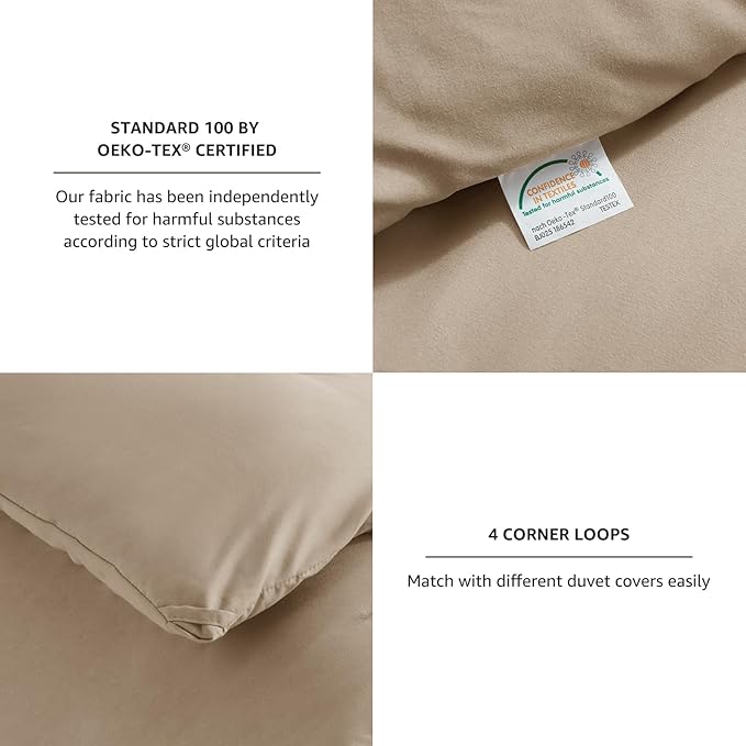 CozyLux Queen Comforter Set Taupe, 3 Pieces Solid Comforters Queen Size - Image 4
