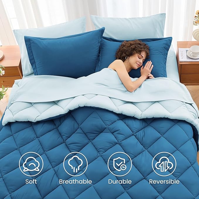 MUXHOMO 5 Pieces Twin XL Comforter Set, Reversible Bed in a Bag Twin XL Size - Image 6