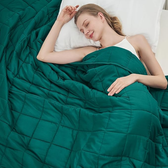 Green Weighted Blanket for Adults 20lbs, Twin Full Size Cooling Heavy Throw by BETU