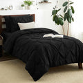 CozyLux Twin XL Comforter Set Black, 5 Pieces Twin Extra Long Pintuck Bed in A by CozyLux