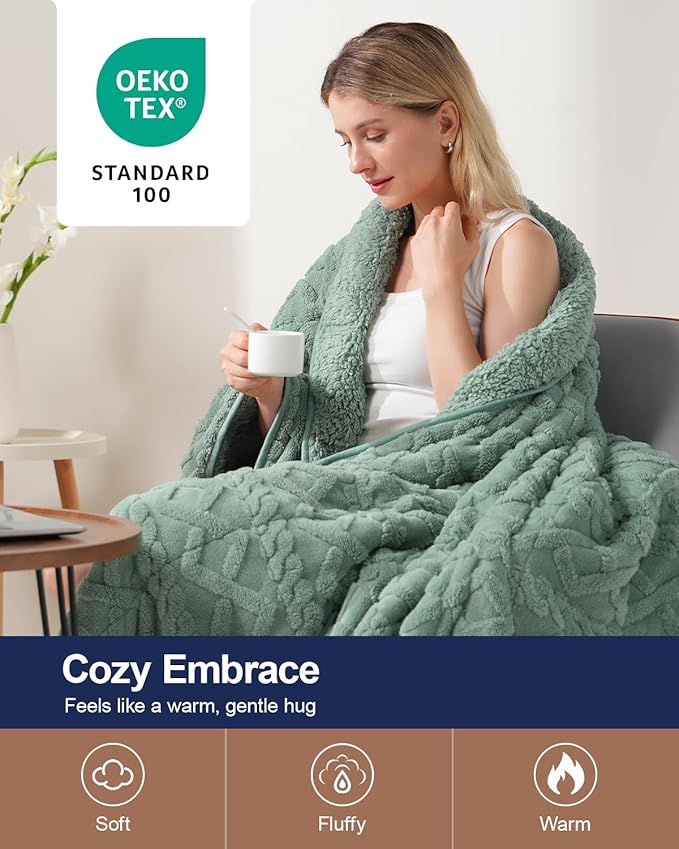 Super Fuzzy Soft Sherpa Fleece Weighted Blanket, 15 lbs Dual Sided Fluffy Heavy - Image 4