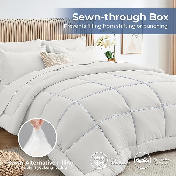 Sasttie Oversized King Comforter Set, 7 Pieces Reversible Bed in a Bag - Image 3