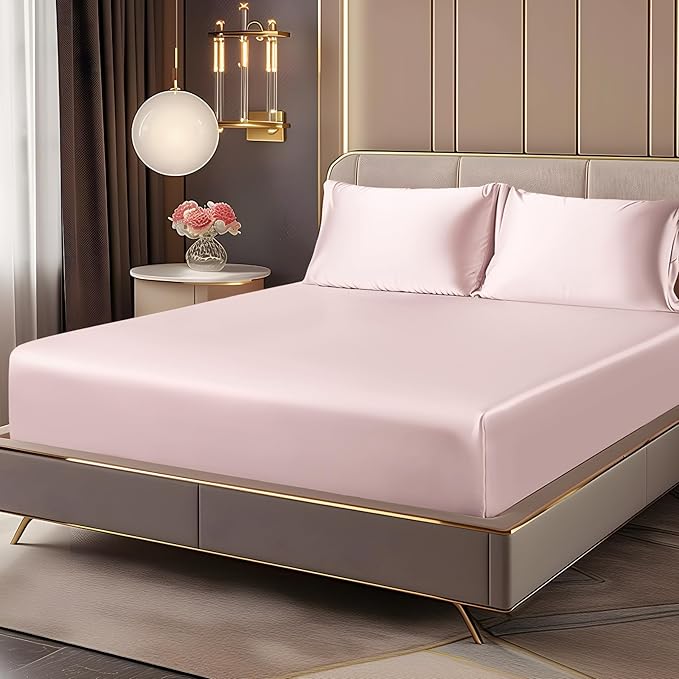 BEDELITE Satin Fitted Sheet and Pillowcase Set, Luxury Soft Similar to Silk by BEDELITE