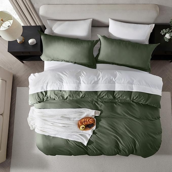 Nestl Olive Green California King Duvet Cover Sets - Image 5