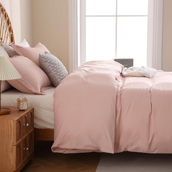 JSD Dusty Pink Duvet Cover Set King Size, 3 Piece Duvet Cover - Image 7