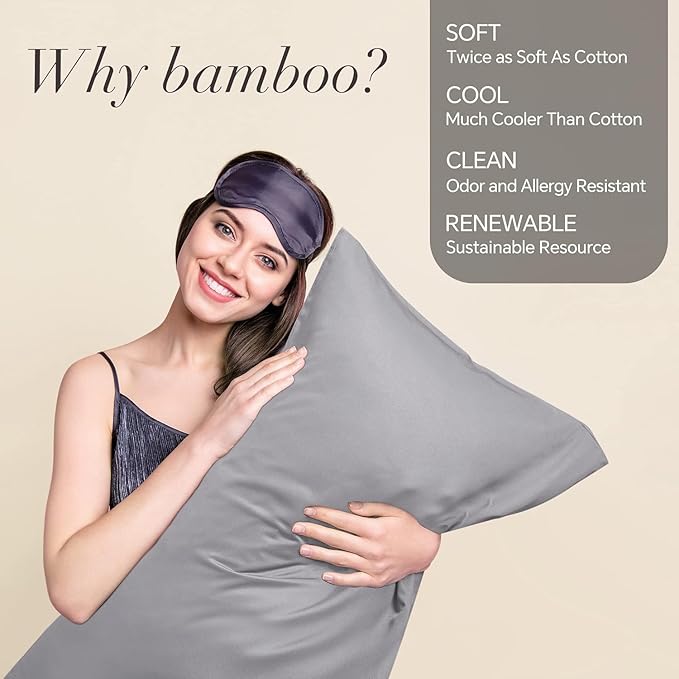 BEDELITE King Size Pillow Cases Set of 2, Rayon Derived from Bamboo, Cooling - Image 2