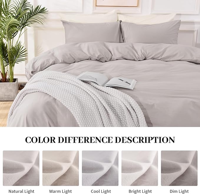 NEXHOME PRO Duvet Cover King Size, 100% Washed Cotton Orgnic Linen Like - Image 7