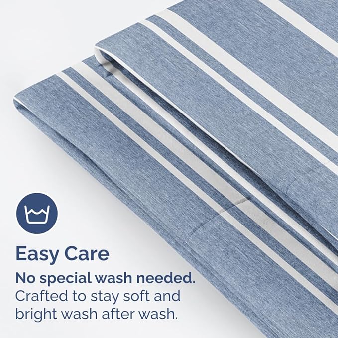 Queen Pillow Cases Set of 4 - Ultra Soft Hotel Quality Pillowcase Covers - Comfy, Cozy & Wrinkle Free - Shrinkage and Fade Resistant - Machine Washable Pillow Protectors - 4 Piece Set - Blue Stripes 3