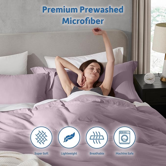 Nestl Dusty Purple California King Duvet Cover Sets - Image 6